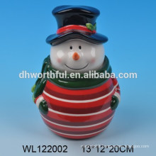 High quality ceramic storage jar with snowman design